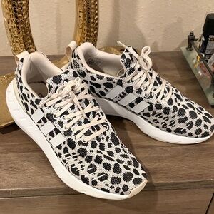 adidas Black and White Leopard Print Women's Sneakers